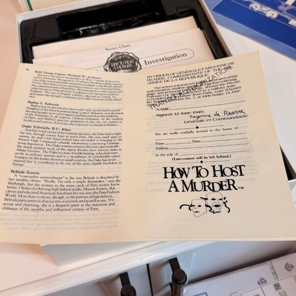 Vintage How To Host A Murder Dinner Mystery Game Last Train From Paris 1986 - Picture 15 of 16
